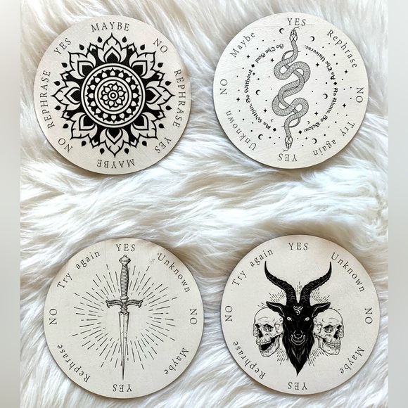 Double Sided Wooden Pendulum Dowsing Divination Boards Reversible Set of 8 - Picture 9 of 9